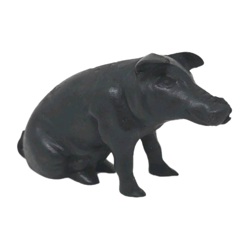 Vintage Cast Iron Black Piggy Bank  Door Stop Nice U141